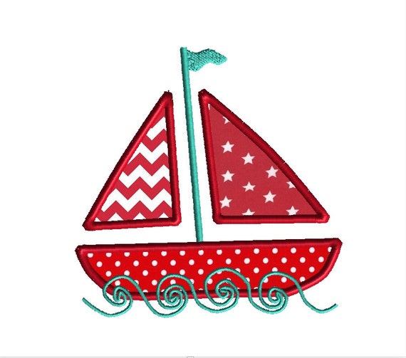 Sailboat Applique Machine Embroidery Design-INSTANT by SewChaCha