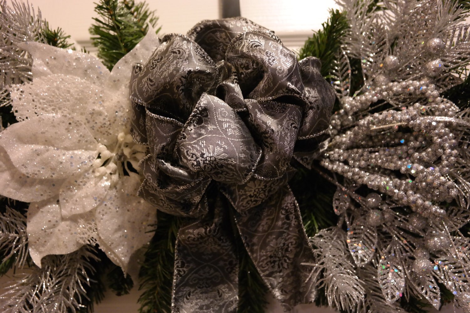 Filigree and Poinsettia Spray, Wreath, Decoration