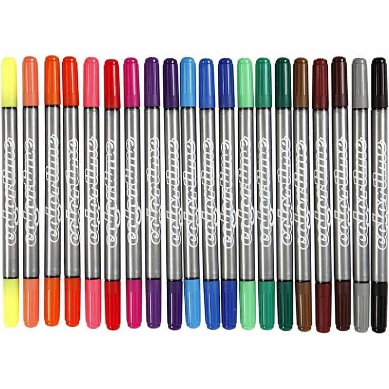 Felt Tip Marker Pens Double Tip Water Based Fine Medium