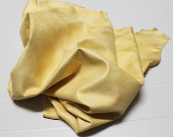 Italian Lambskin leather hide skin pelt METALLIC GOLD DISTRESSED 6sqf