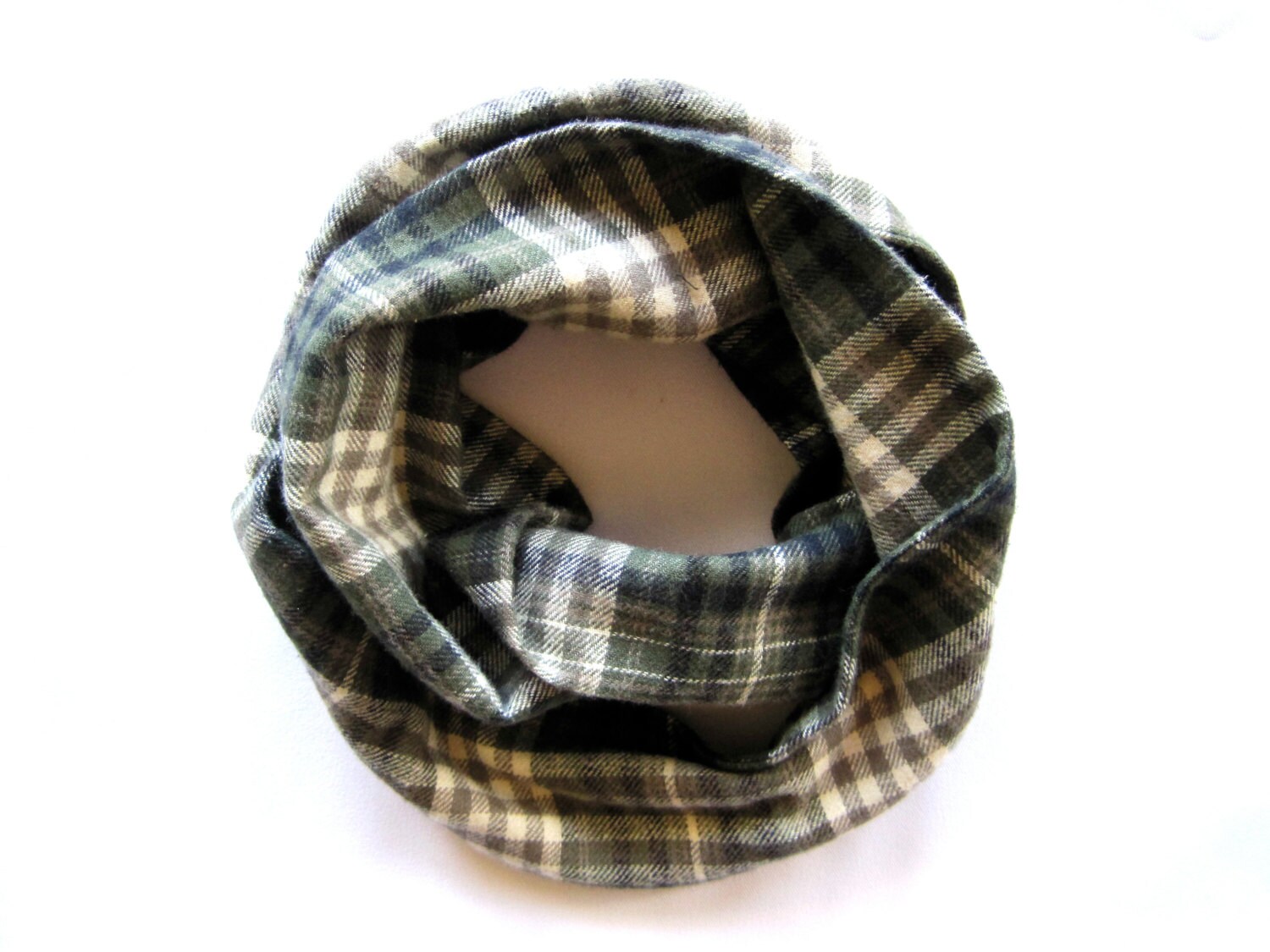 Childs Flannel Scarf Toddler Scarf Green Plaid by PoePoePurses