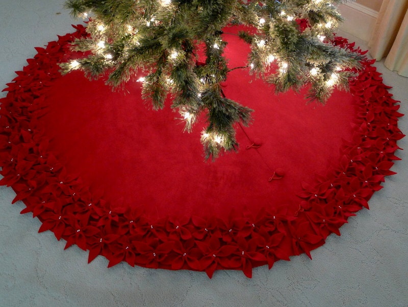 72 christmas tree skirt in premium red felt with a dbl 72 christmas tree skirt in premium red felt with a dbl