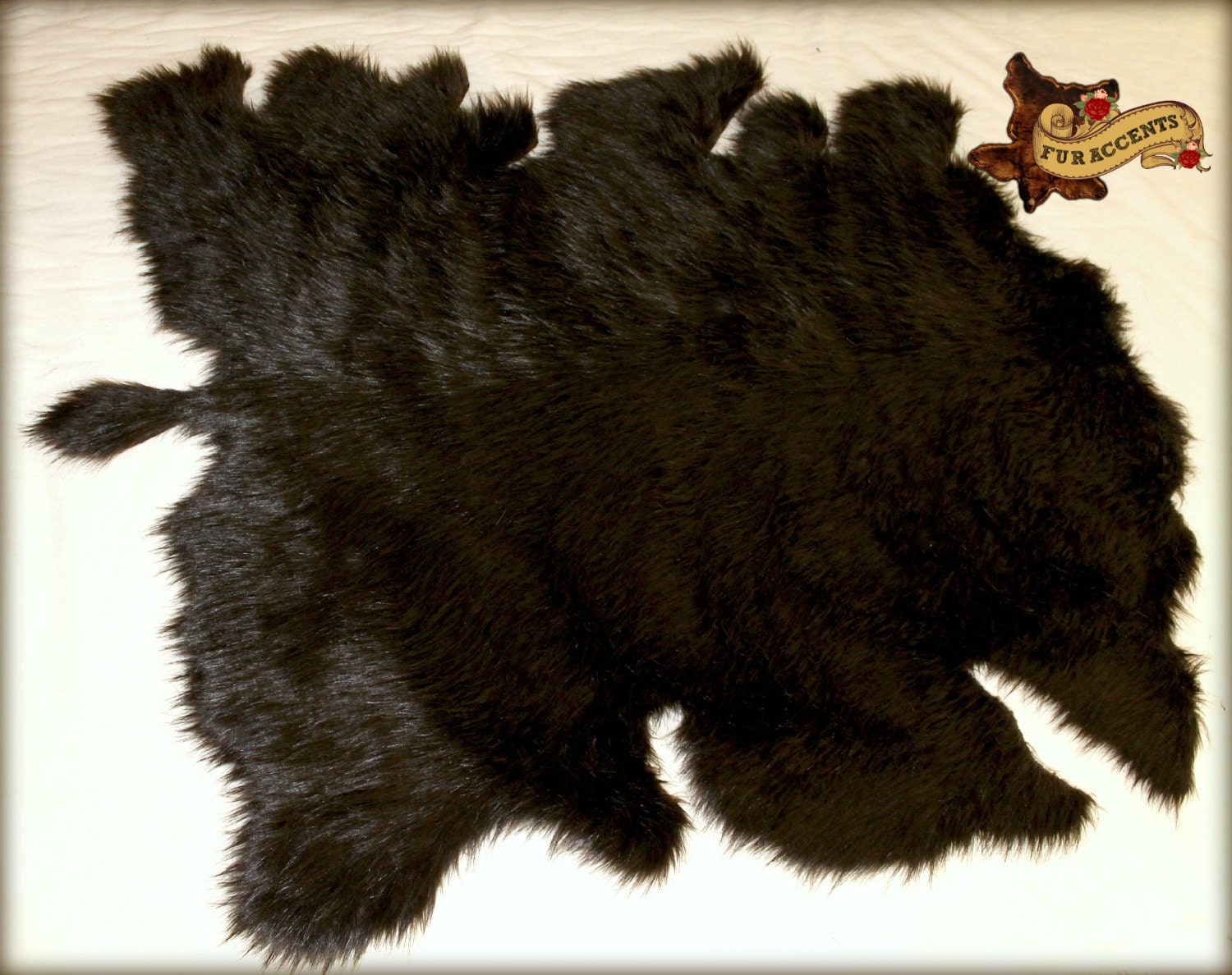 Faux Fur Accent Rug / Wild Prairie Buffalo Hide / Fake Fur
