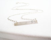 Sterling Silver Bar Necklace Hand Stamped Personalized Bar Necklace Personalized Jewelry Initial Gift Celebrity Inspired