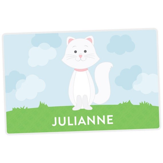 Cat Placemat - Kids Personalized Placemat - Childrens Placemat - Set The Table - Activity Placemat - Laminated Place Mat Il_570xn