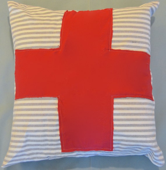 Red Cross Pillow by BeckyCressy on Etsy