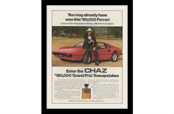 TOM SELLECK & Ferrari Ad Chaz Cologne by StillsofTime on Etsy