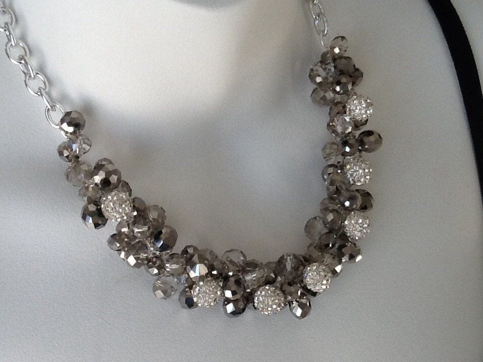 Silver and Gray Statement Necklace Wedding Necklace