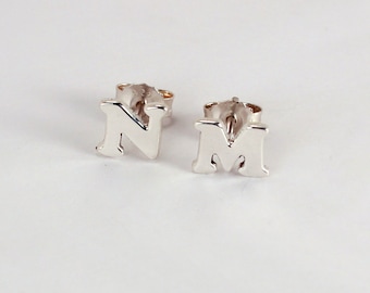 Pair of Initial Earrings, Sterling Silver, Made to Order
