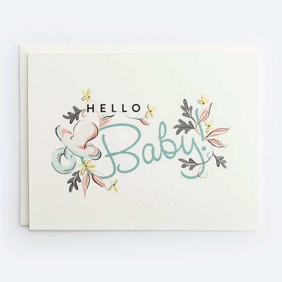 Hello Baby Greeting Card by AmyHeitman on Etsy