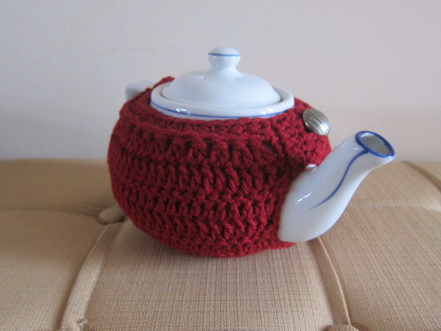 Crocheted Teapot Cozy with Button Closure by mladycollection