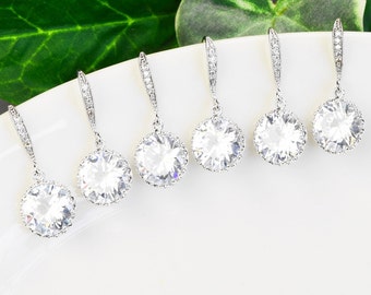 Wedding Jewelry Set for Bridesmaids - SET OF 5 - Cubic Zirconia Earrings - Bridesmaid Earrings - Bridesmaid Gifts Jewelry - Crystal Earrings