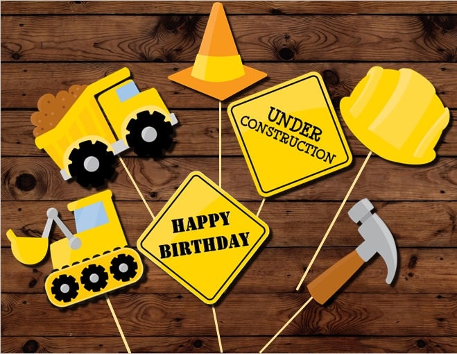 Construction Photo booth Party Props printable INSTANT Construction Photo booth Party Props printable INSTANT