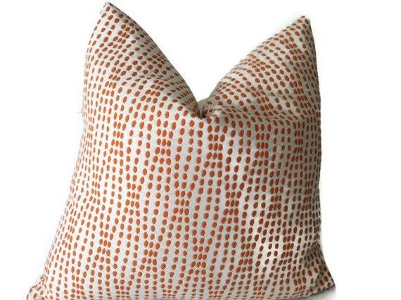 Items similar to Orange and White Dots Pillow Cover, Throw Pillows, Decorative Throw Pillows ...