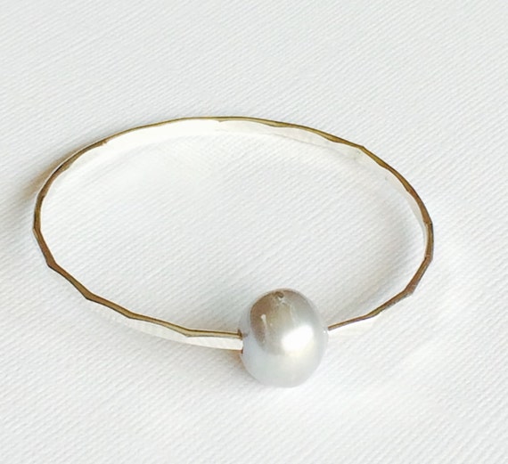 Bangle Mika Silver pearl bangle silver pearl bracelet