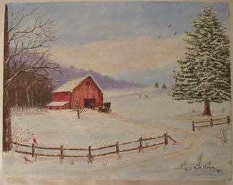 Popular items for vintage winter scene on Etsy