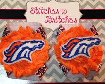 Denver Broncos Barefoot Baby Sandal s - Soft Stretchy - Orange Flower ...