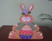 Bunny, Egg, Easter decor, Spring decor, Holidays, rabbit shelf sitter, bunny shelf sitter wood, handpainted