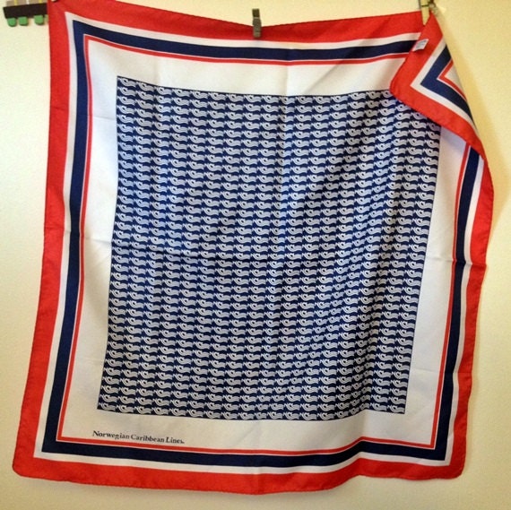 Red White and Blue Vintage Norwegian Cruise Lines Scarf