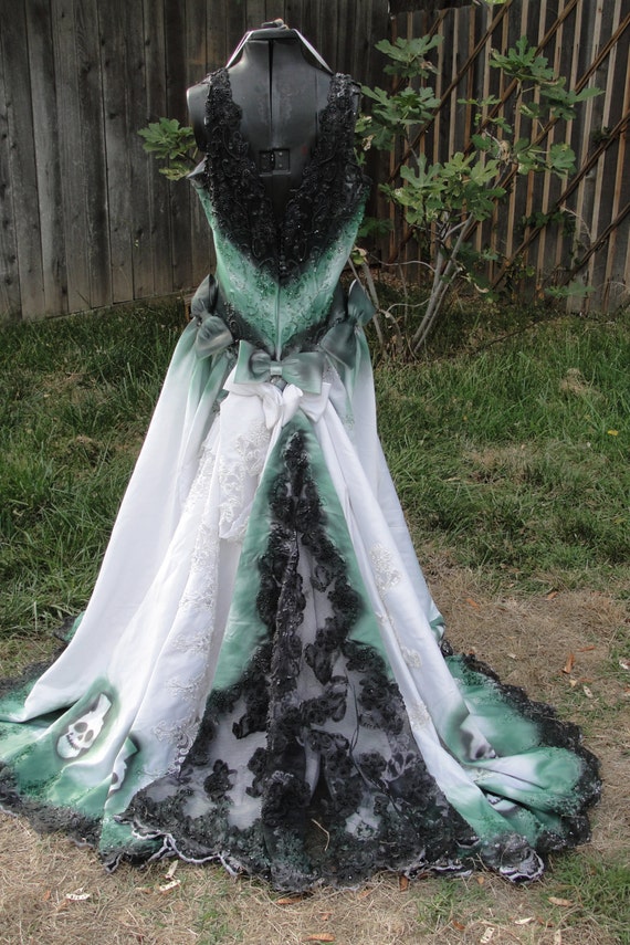 large-size-14-16-hand-painted-sugar-skull-skeleton-wedding-etsy-sugar-skull-wedding-gown