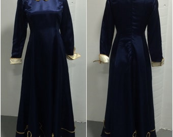 navy and gold evening gown