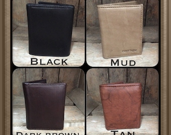 Great Fathers Day Gift! Genuine leather Trifold Wallet great men's gift that can be personalized too!