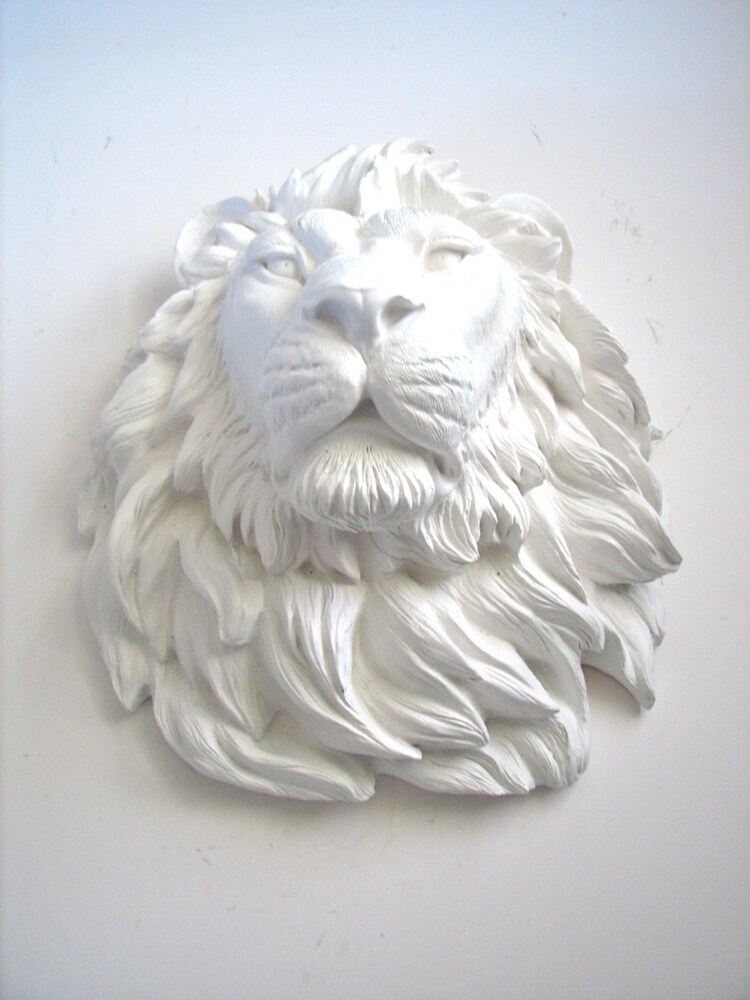 stuffed lion head wall mount