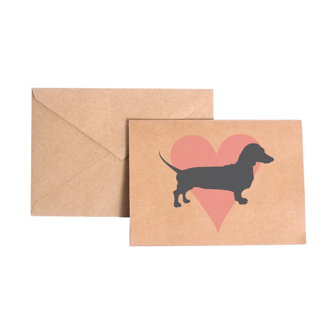 Dachshund Pink Heart Stationery Note Card Set by FINandLIL on Etsy