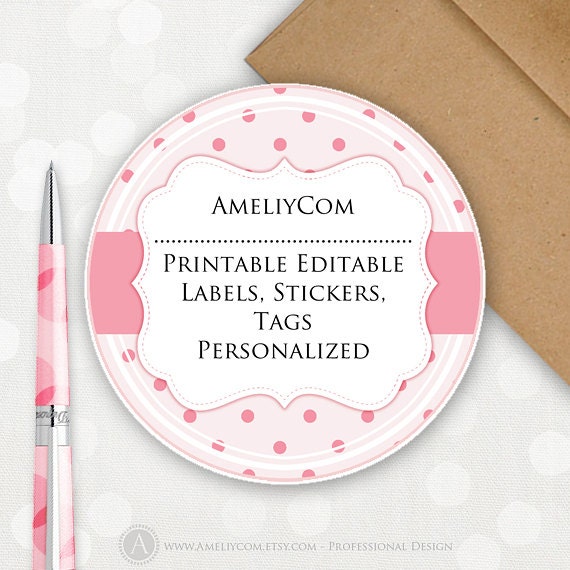 Items similar to Printable Labels, Stickers or Tags - Pink Polka Dots 2 ...