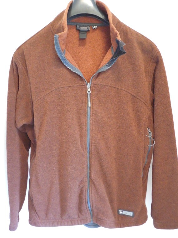 vintage , REI full zip fleece in browned rust pile and two front ...