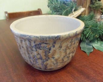 Red Wing Spongeware Banded Crock Bowl, Old style Spongeware Bowl 7"