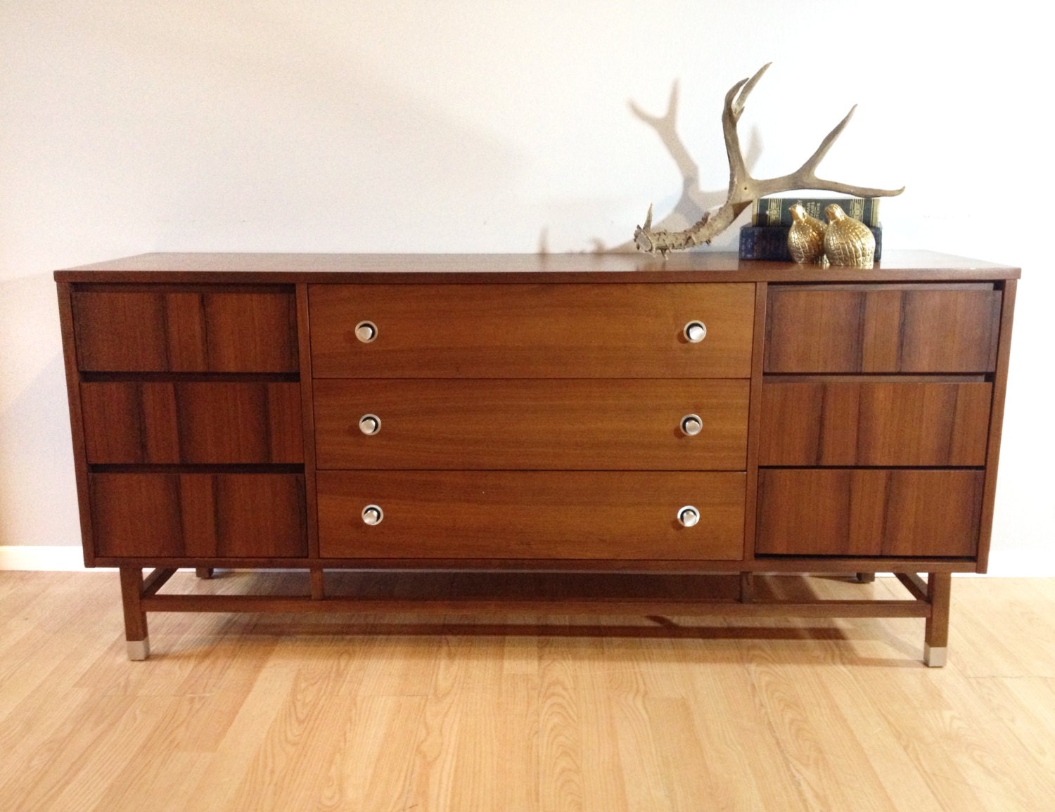 vintage mid century modern lowboy dresser. retro 1960s