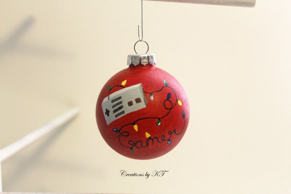 gamer glass ornament hand painted christmas lights old school gamer glass ornament hand painted christmas lights old school