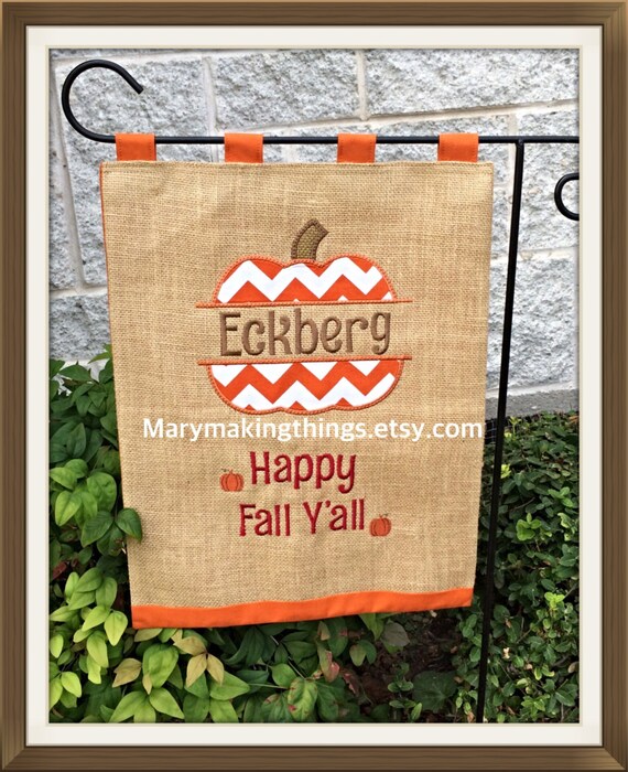 fall monogram garden flag