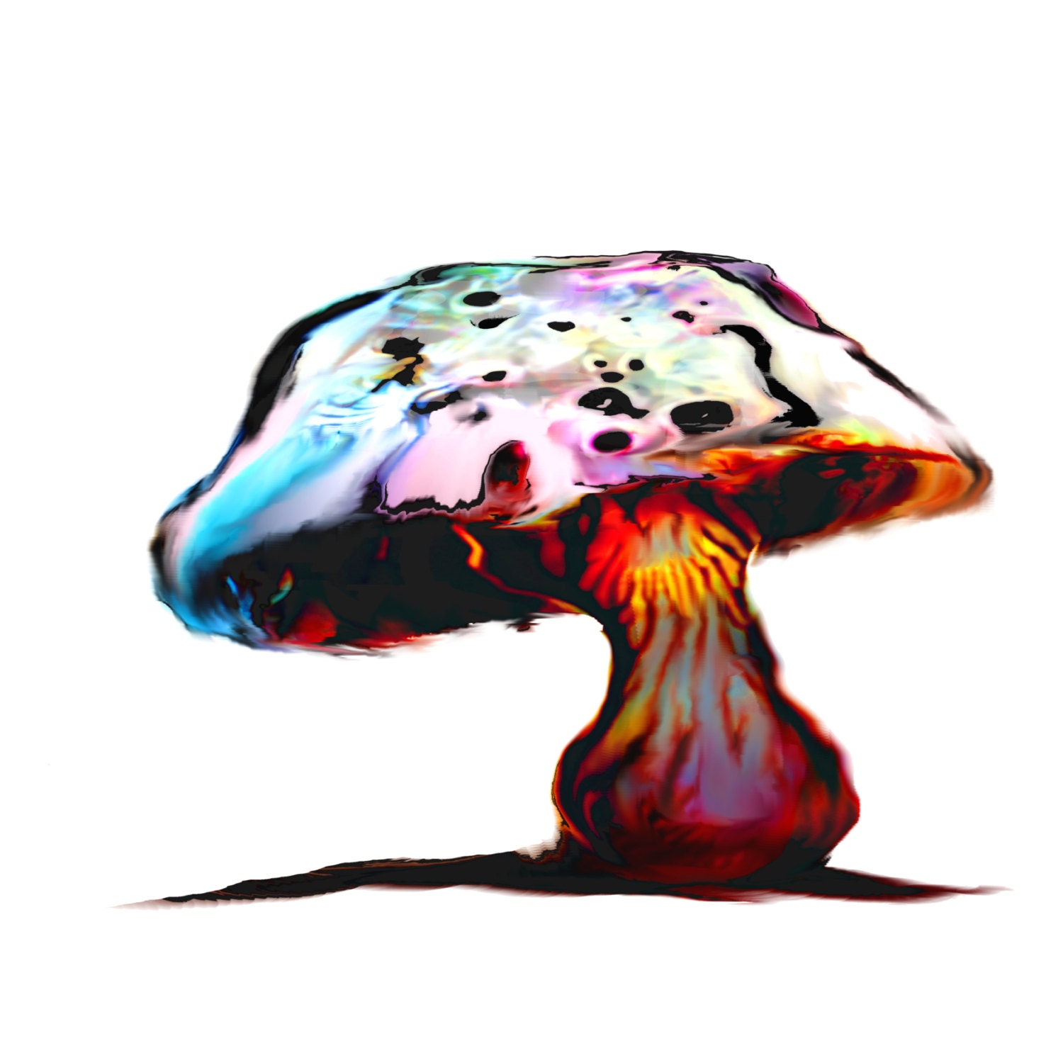 mushroom art print / nature fungi shroom trippy botanical