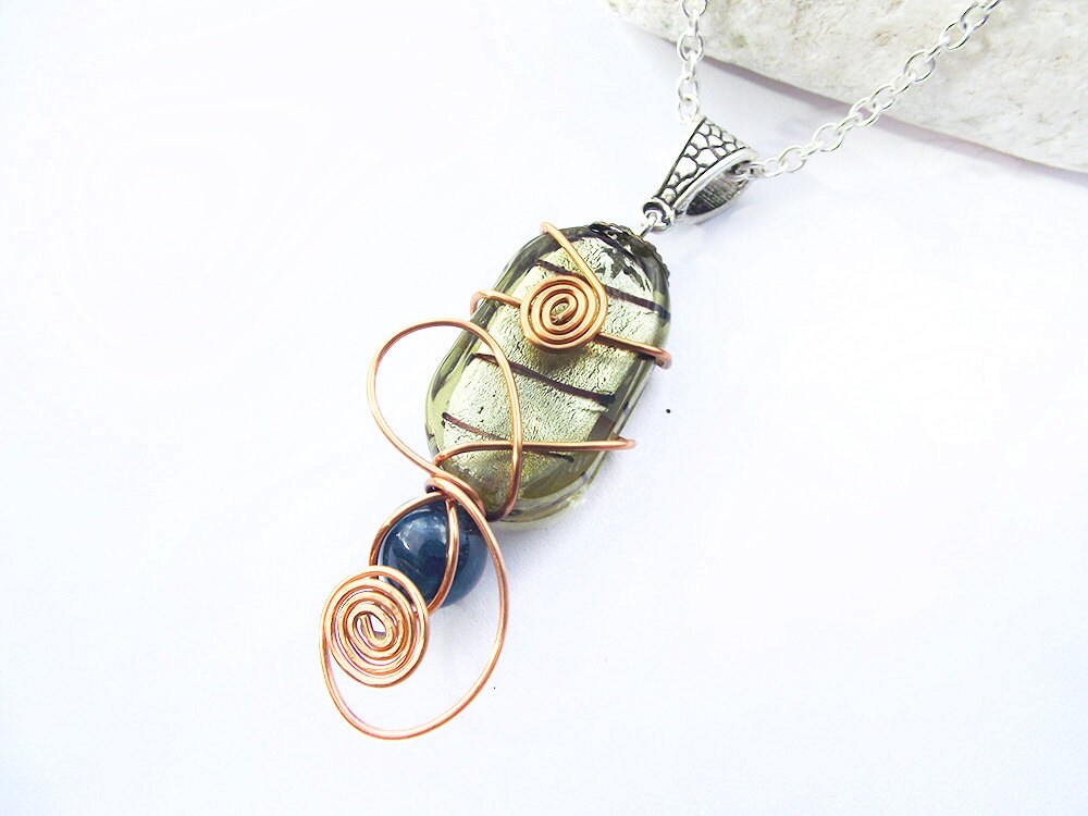 Earth Element Necklace handmade pendant with agate gemstone