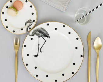 Fancy Flamingo plate set
