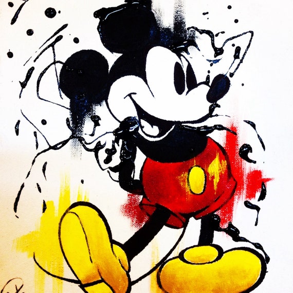 Abstract Mickey Mouse Giclee Print by MusesOnCanvas on Etsy