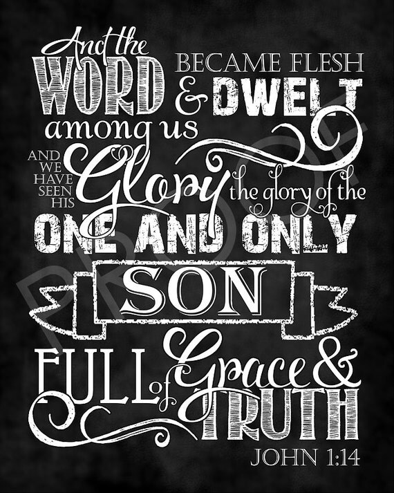 Scripture Art John 1:14 Chalkboard Style