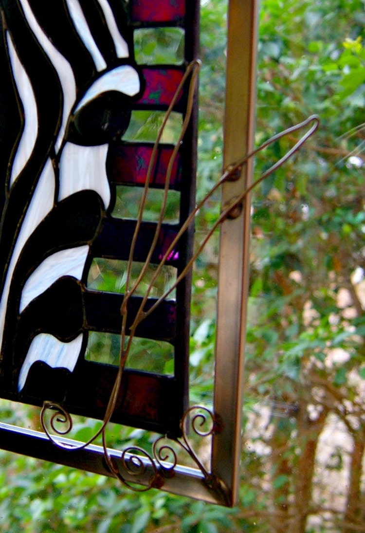 Stained Glass Zebra Animal Art Wall by RiverCityGlassworks on Etsy