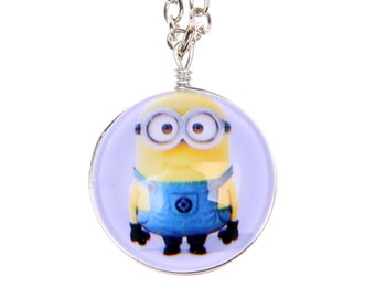 Necklace bonhomme jaune Double sided cabochon