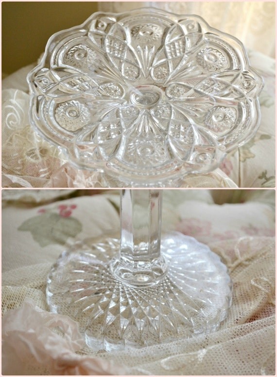 Antique Pressed Glass Pedestal Cake Stand