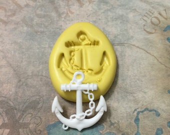 Nautical Ship Anchor Flexible Silicone Polymer Clay Soap Chocolate Fondant Push Mold - Food Grade 27x30mm
