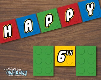 Building Blocks Birthday DIY Banner, INSTANT DOWNLOAD, printable digital file