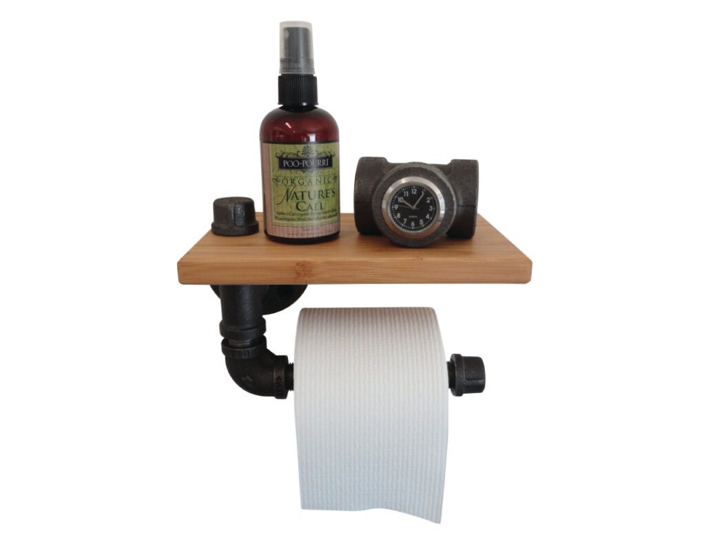 Industrial Black Pipe Toilet Paper Holder Shelf by ...