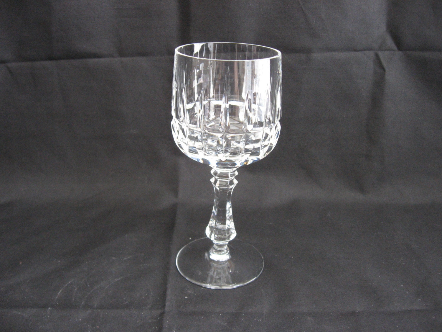 Vintage CUT CRYSTAL White Wine Stemmed GLASS Goblet Vertical