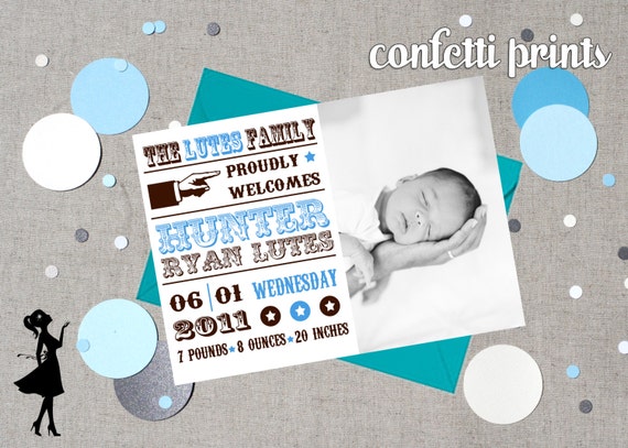 Photo Birth Announcement - VINTAGE POSTER Printable Il_570xn