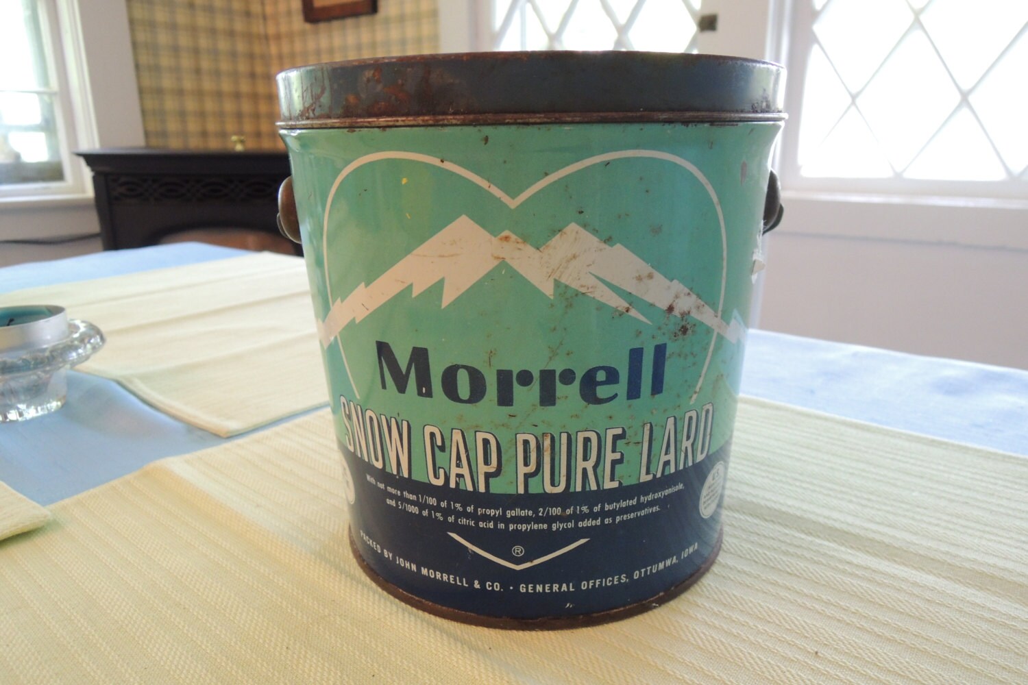 Tin Can Morrell Snow Cap Pure Lard Can Tin with original