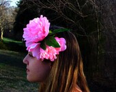 Pink flower crown Pink headband pink peony headband pink flower headband ladies accessories hair accessories bridal accessories