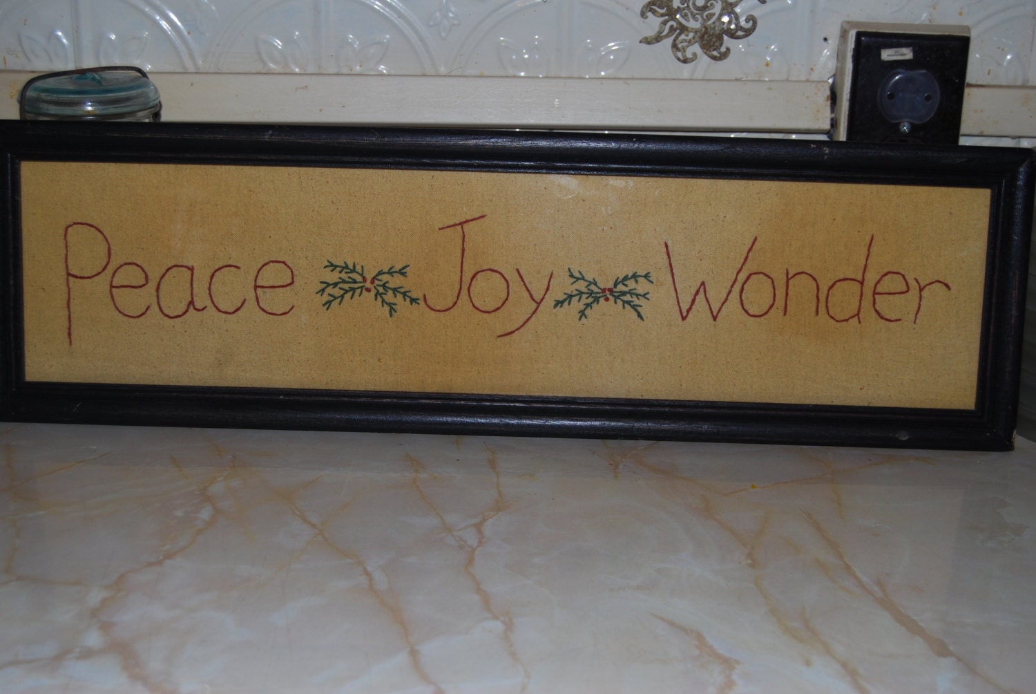 Wonderful Hand Embroidered Framed Christmas Wish ECS